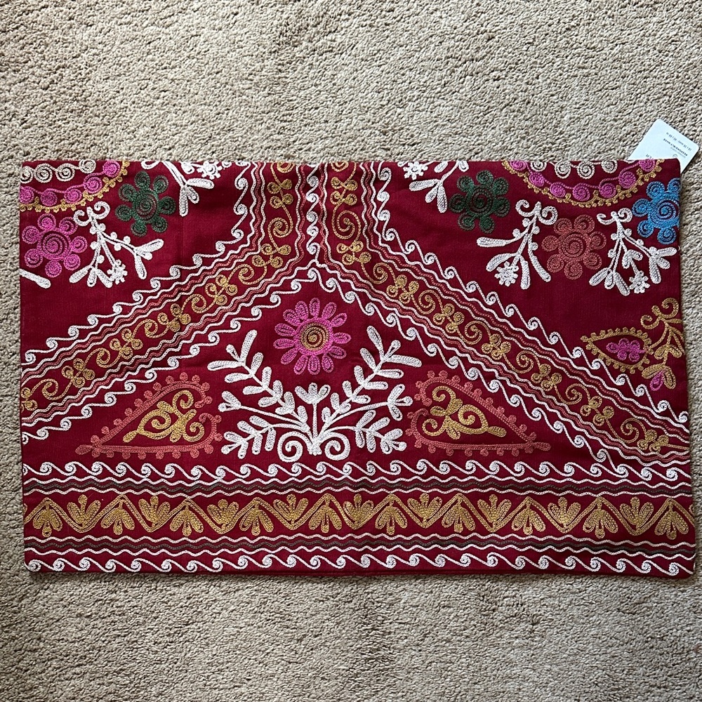 Pottery Barn Red and Gold embroidered pillow sham, pillow cover